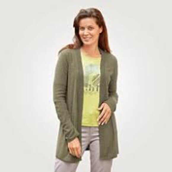 Women's Gray Open Front Sweater - Picture 3 of 4